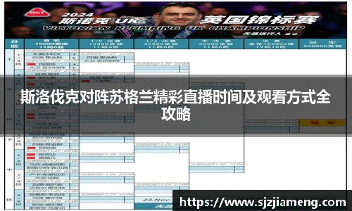 斯洛伐克对阵苏格兰精彩直播时间及观看方式全攻略